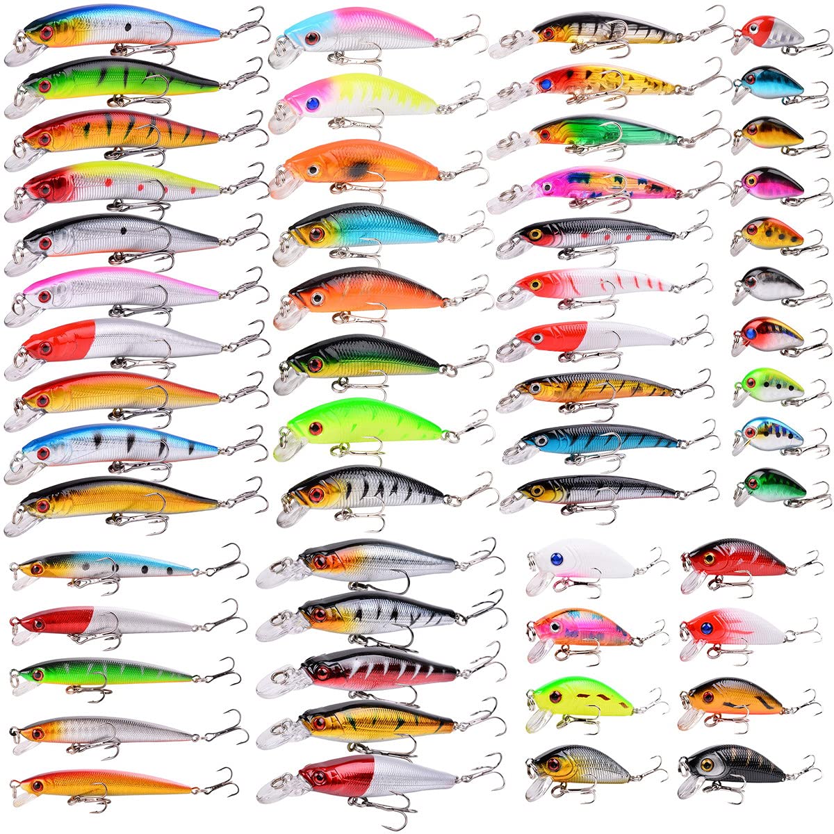 Fishing Lures Kit Mixed Including Minnow Popper Crank Baits with Hooks for Saltwater Freshwater Trout Bass Salmon Fishing