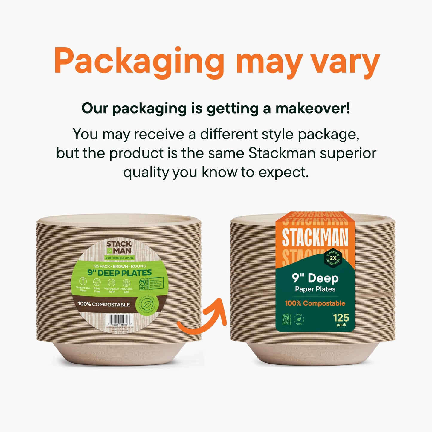100% Compostable Paper Plates, Heavy Duty Disposable Plates [125-Pack] 9 Inch Plates - Eco-Friendly, Biodegradable Sugarcane Bagasse, Natural Unbleached Brown 9" Dinner Paper Plate Disposable
