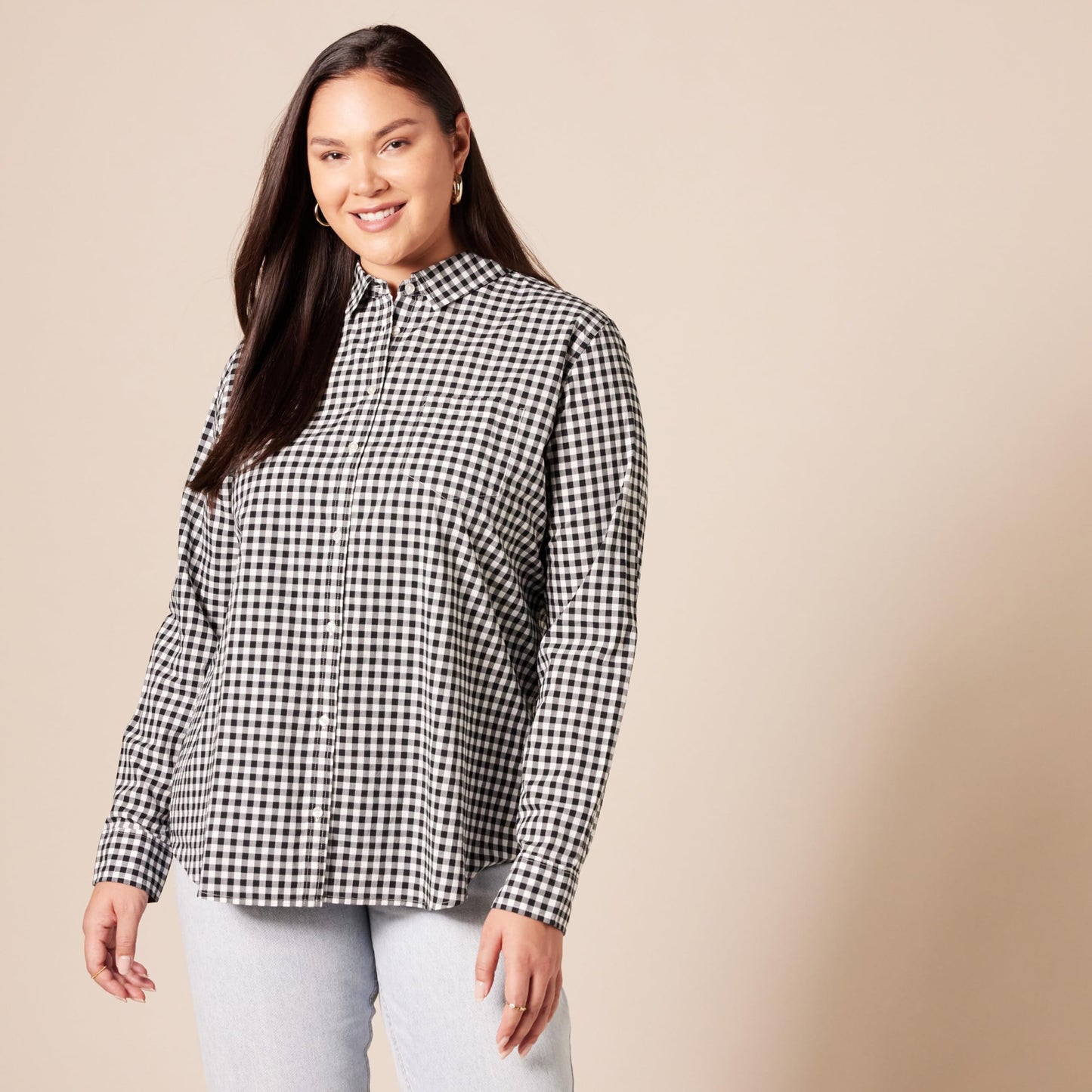 Amazon Essentials Women's Regular-Fit Long-Sleeve Button-Down Poplin Shirt, Business Casual, Office Work