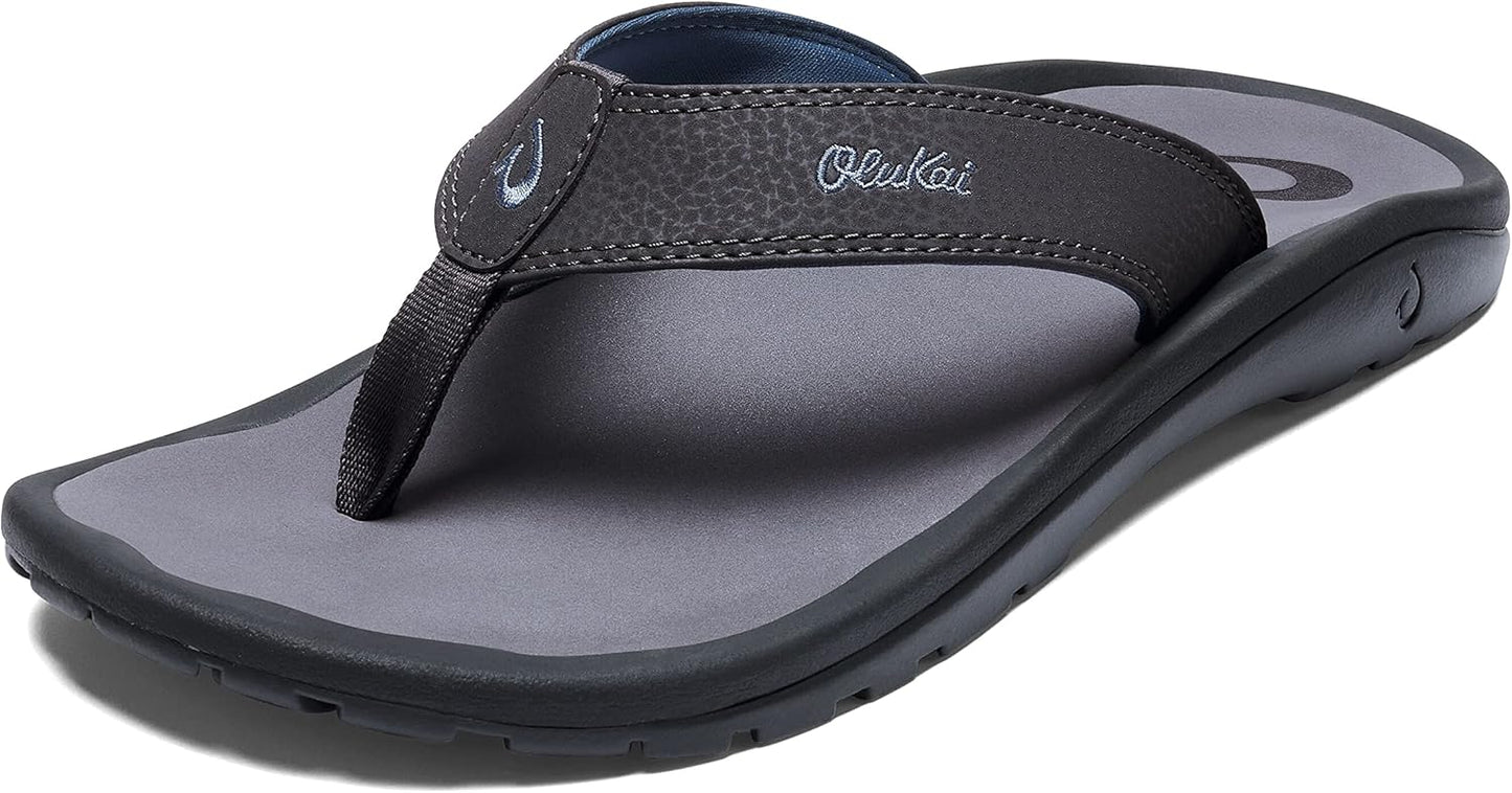 OLUKAI Ohana Men's Beach Sandals, Water Resistant Flip Flops, Arch Support & Comfort Fit, Lightweight & Durable, Enhanced Grip & Traction