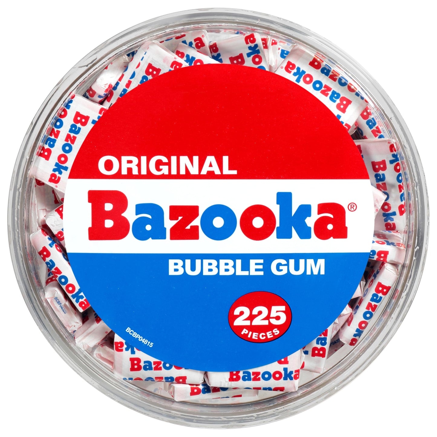Bazooka Bubble Gum Bulk, 225 Count Tub of Chewing Gum Individually Wrapped, Old Fashioned 90's Candy for Baseball, Party Favors, Goodie Bags