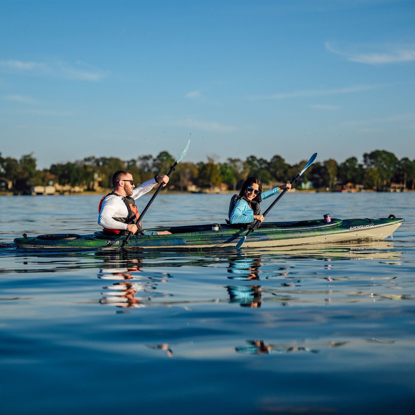 Pelican Argo 136XP - Sit in Tandem Kayak - Iris - Patented Ram-X™ Material - Lightweight Stable - 13 ft