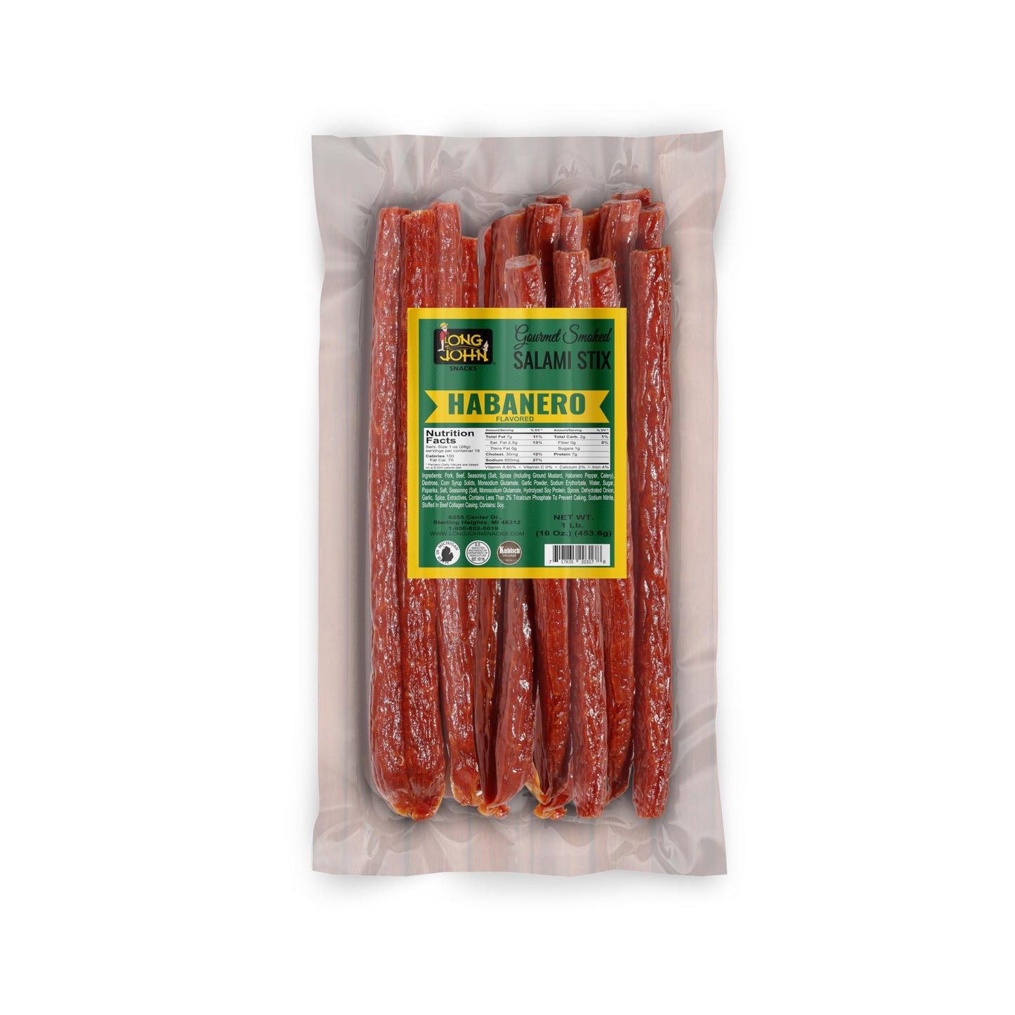 Long John Snacks Italian Style Dried Salami Stix – Premium Italian Blend Hand Crafted Pork & Beef Cuts – Gluten-Free, Bold Flavor & Low Heat – Smoked & Italian-Style Dried to Perfection - 16oz.