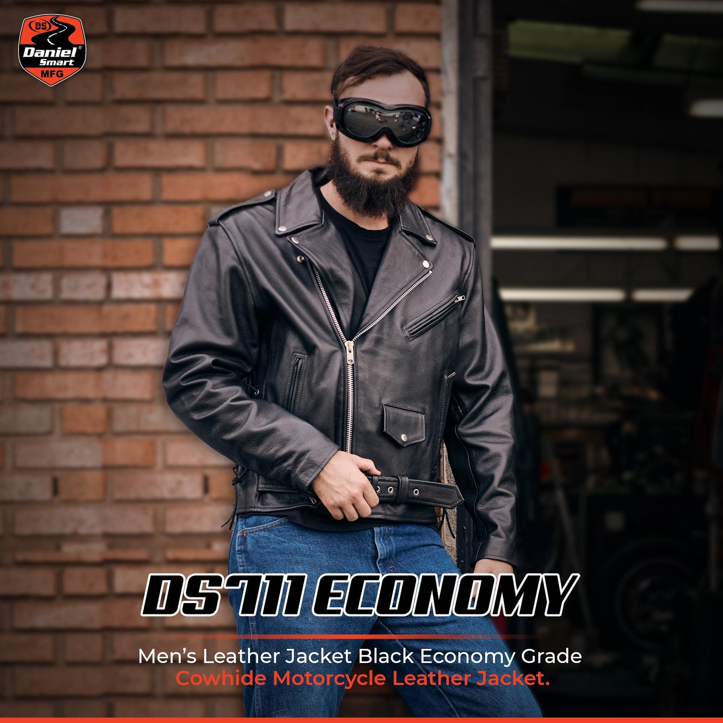 Daniel Smart Men Motorcycle Leather Jacket Black Economy Biker Leather Jacket with inside inside