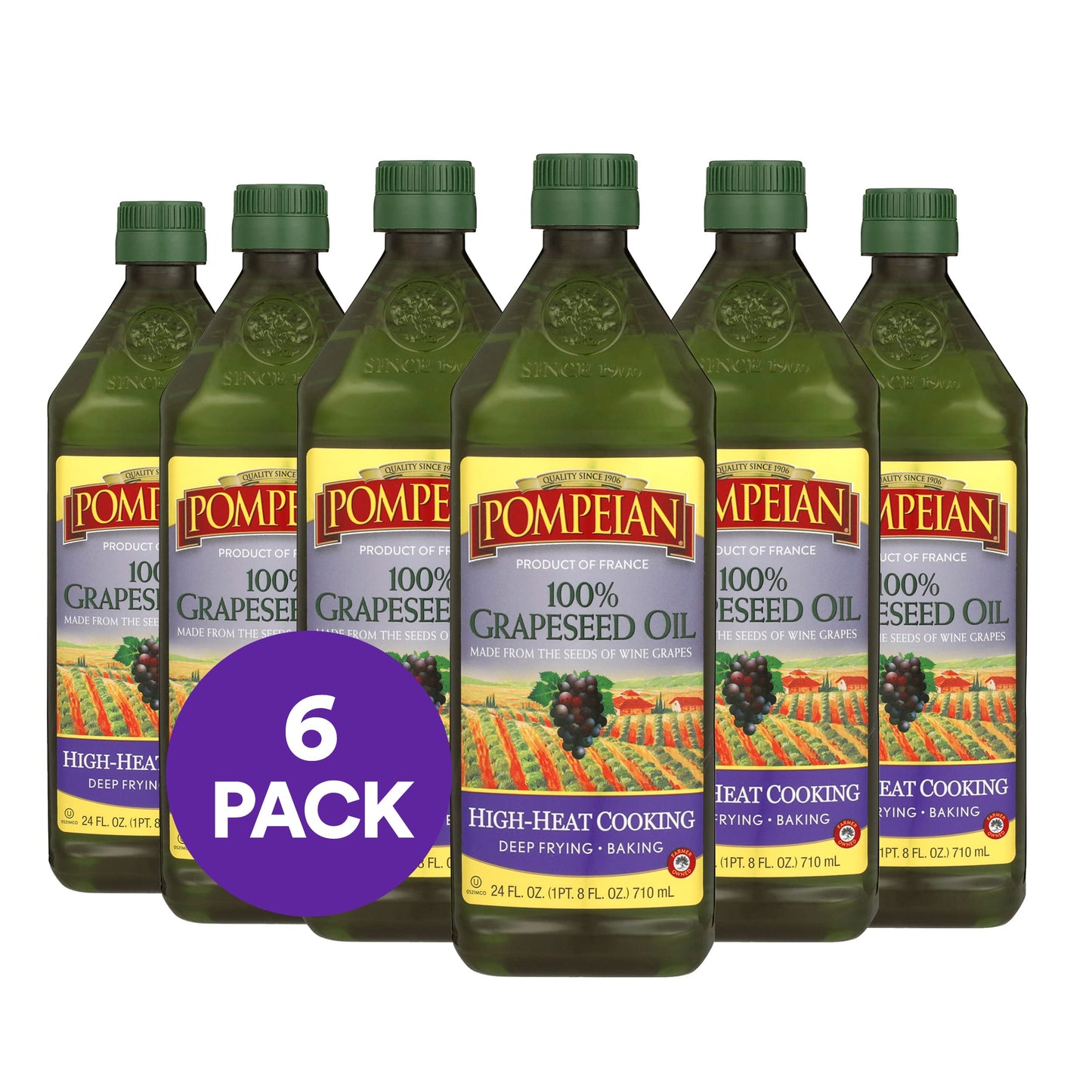 Pompeian 100% Grapeseed Oil, Light and Subtle Flavor, 68 Fl Oz