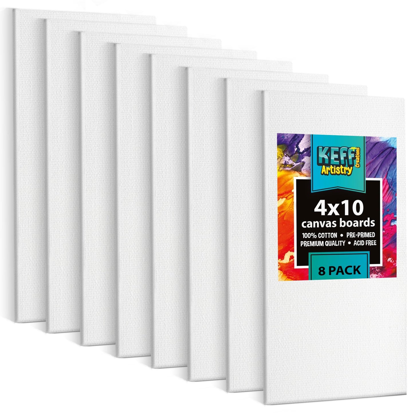 KEFF 24-Pack Bulk Canvas for Painting, 6 of 5x7, 8x10, 9x12, 11x14 Canvas Boards for Painting, Art Supplies for Adults & Kids - 100% Cotton Primed Painting Canvas for Acrylic, Oil, Watercolor, Tempera