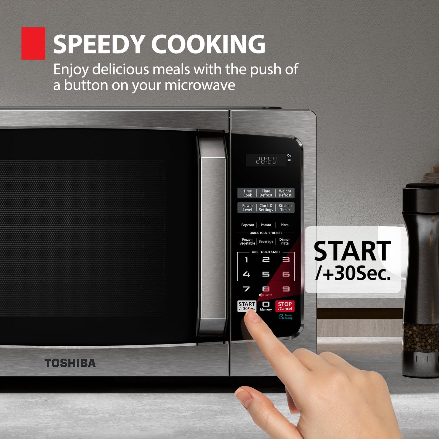 TOSHIBA Small Microwave Oven with 11 Power Levels, Sound On/Off & Eco Mode, Cu Ft, 700W, Black, MM-EM07PA(BK), ChefDefrost-0.7 Cu.Ft