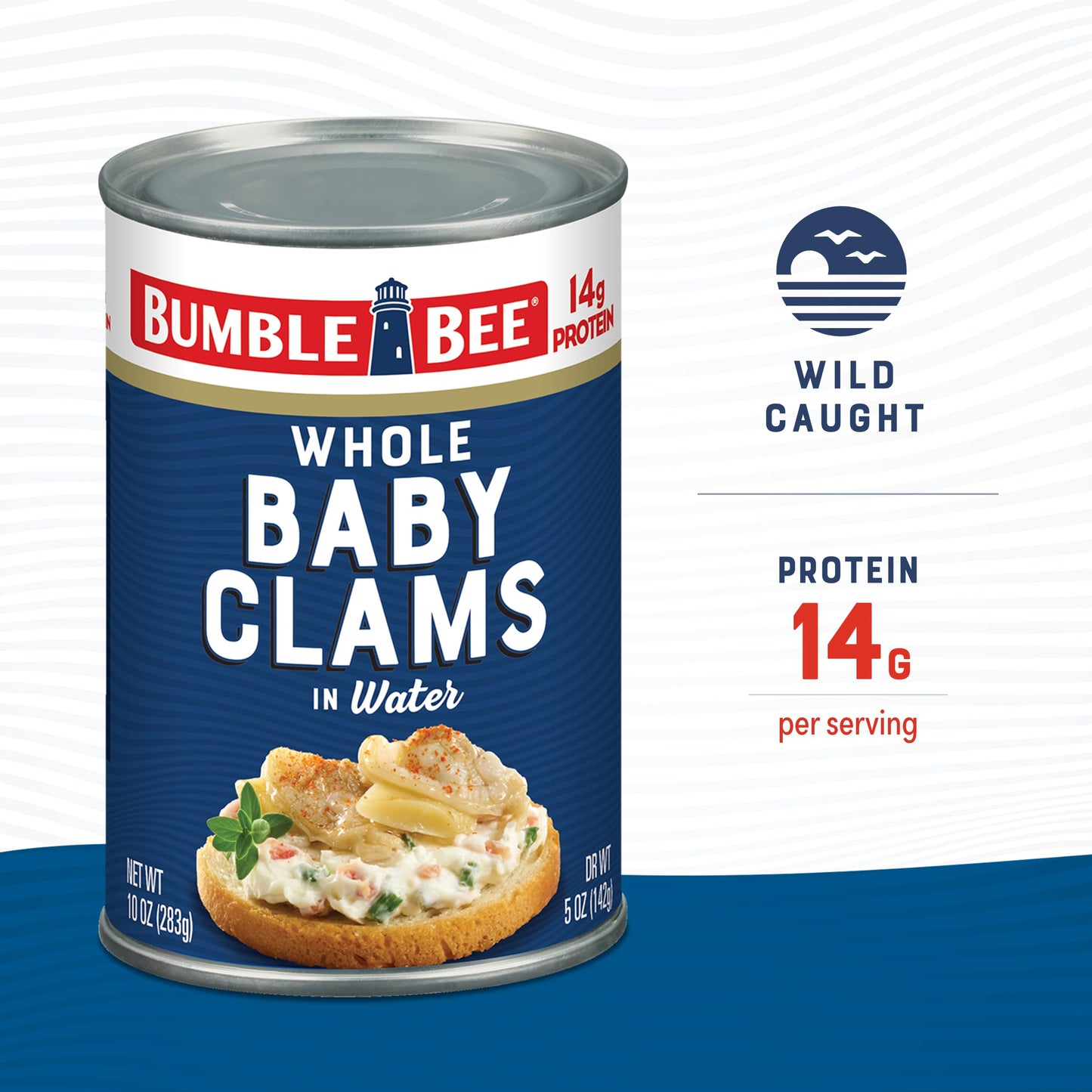 Bumble Bee Whole Baby Canned Clams, 10 oz Can (Pack of 12) - Ready to Eat - 13g Protein per Serving - Gluten Free
