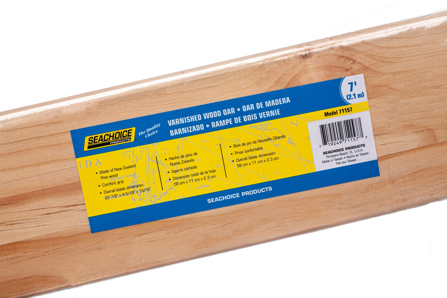 Seachoice Wood Oar, New Zealand Pine Construction, Comfort Grip, Clear Finish, Various Sizes