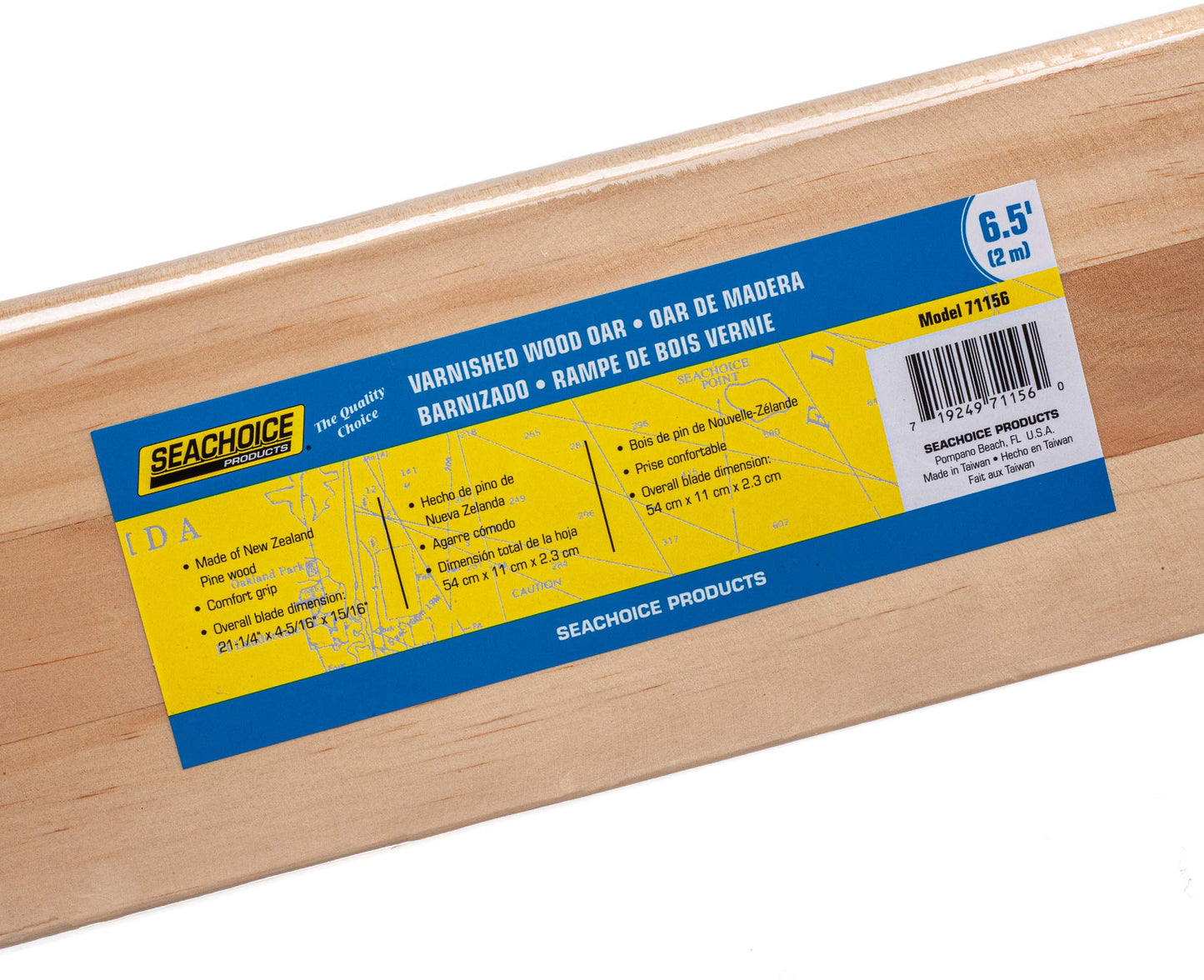 Seachoice Wood Oar, New Zealand Pine Construction, Comfort Grip, Clear Finish, Various Sizes