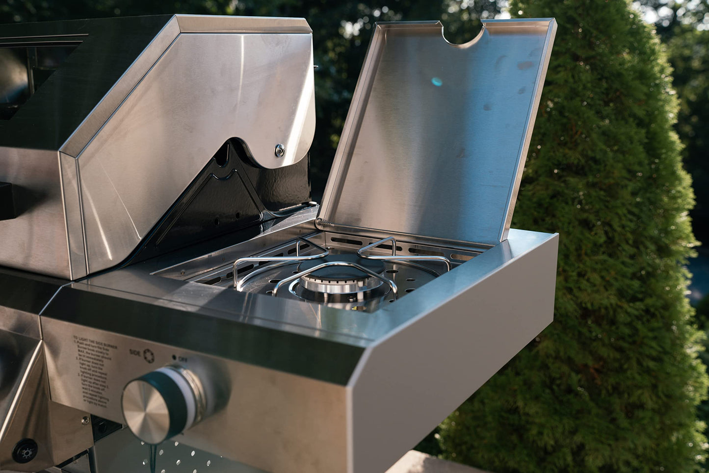 Monument Grills Larger 4-Burner Propane Gas Grills bbq Stainless Steel Heavy-Duty Cabinet Style with Knob Controls Side Burner, Outdoor Use, Mesa 400m