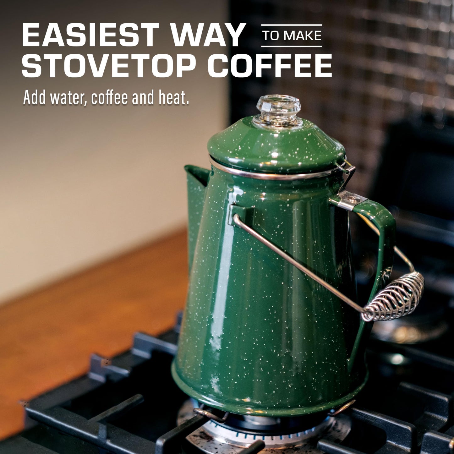 COLETTI Classic Percolator Coffee Pot — Coffee Percolator, Camping Kettle – The Original Camping Coffee Pot, Now Modernized – For Campsite Brewmasters Everywhere [Black Enamel, 12 Cup]