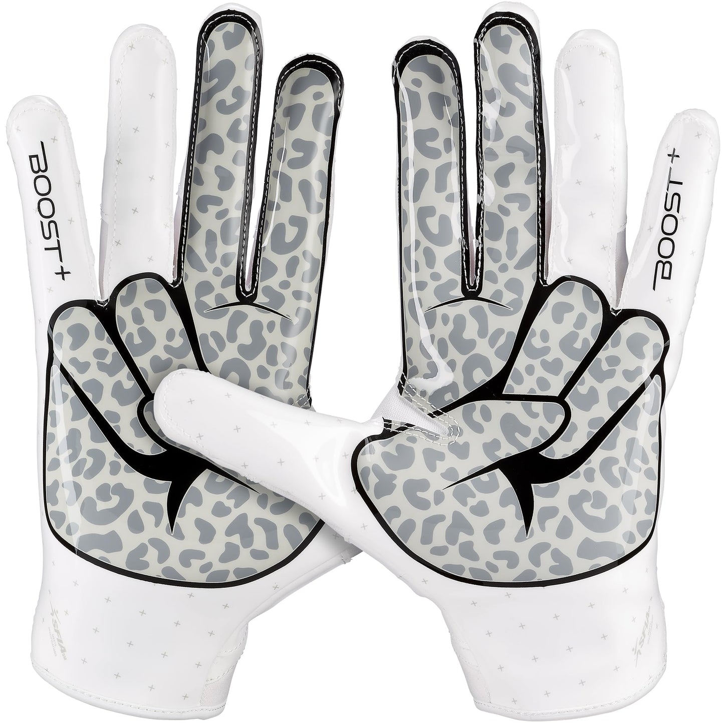 Grip Boost Football Gloves - Peace Stealth 6.0 Boost Plus Sticky Technology - Adult and Youth Football Gloves for Wide Receiver - Men's and Boys Sizes (White/Black, Youth Medium)