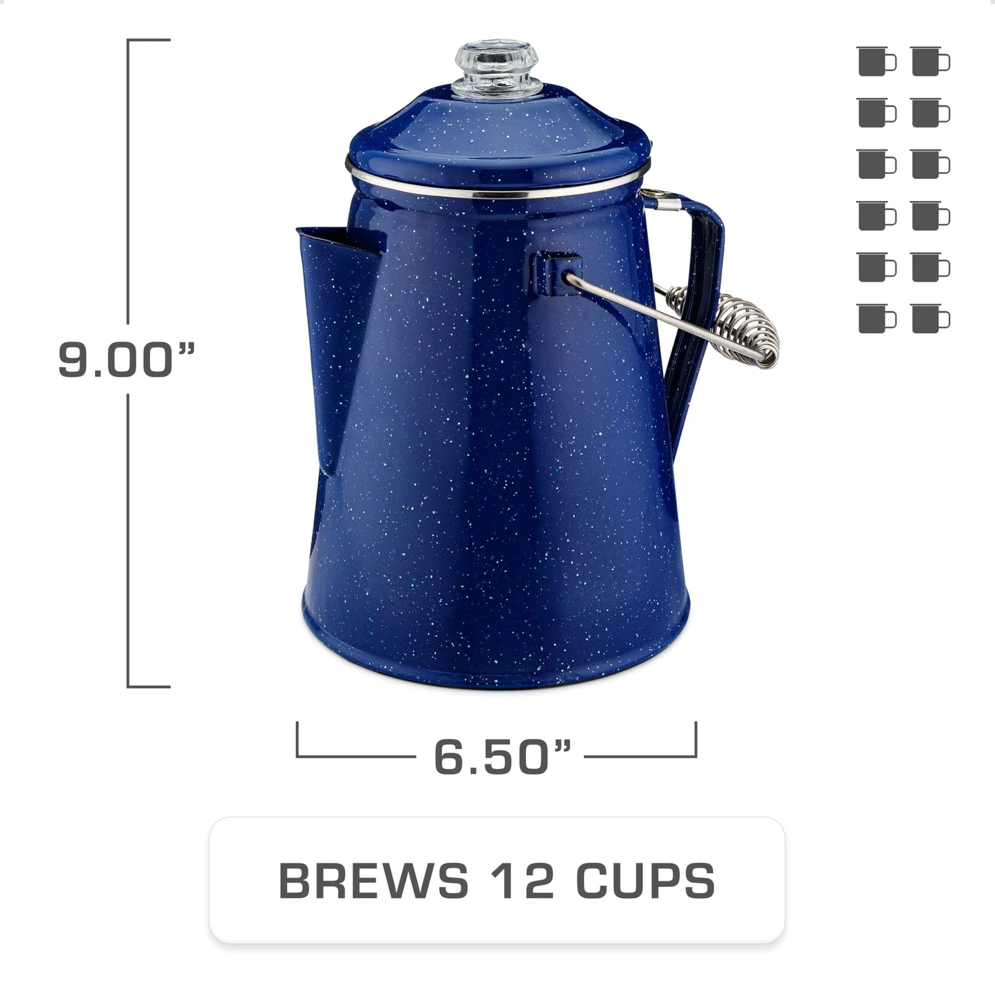 COLETTI Classic Camping Coffee Pot & Mug Set - Percolator Coffee Pot, Enamel Mug Complete Nostalgic Bundle German Imported Enamel Powder [12 oz, Set of 4] (Green)