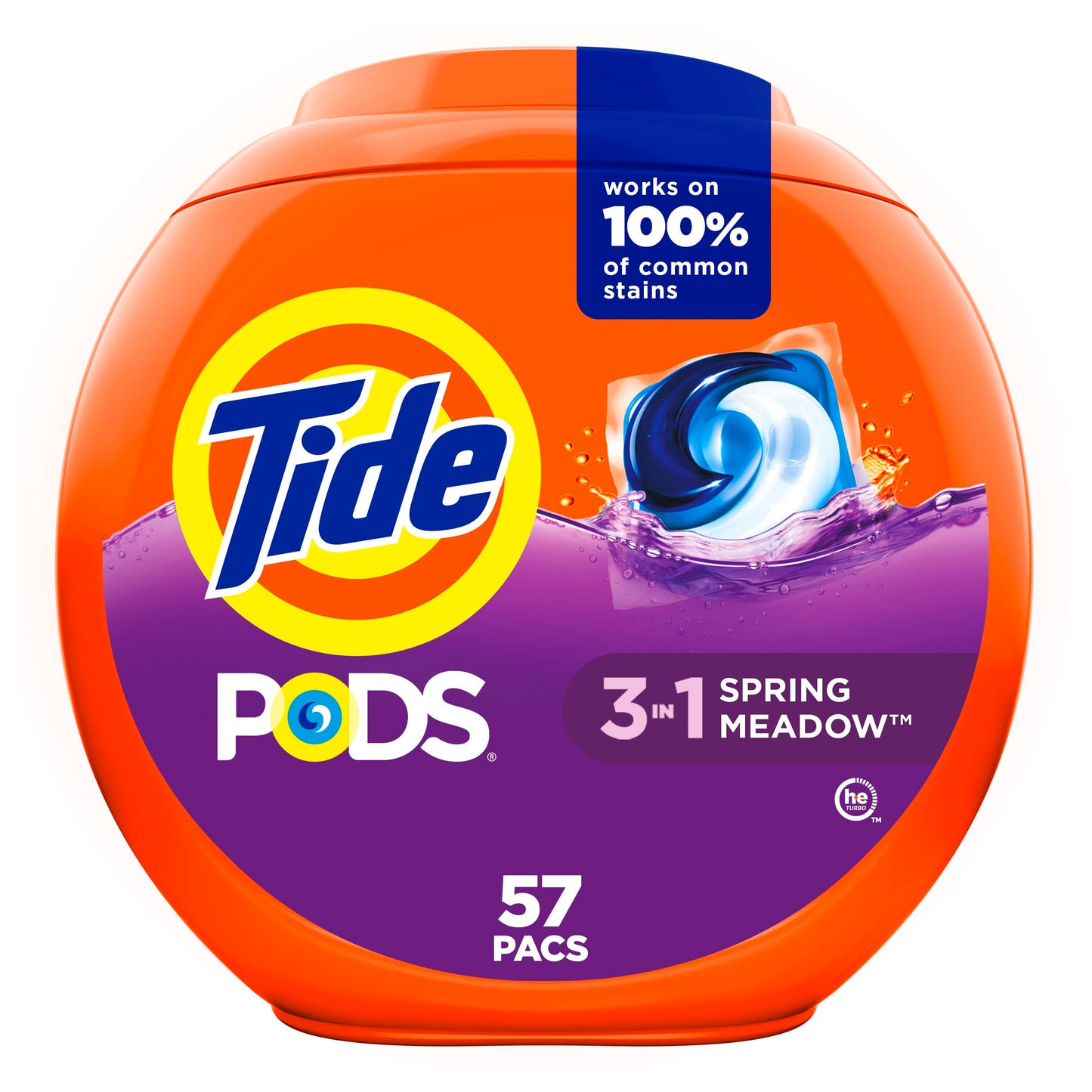 Tide PODS Liquid Laundry Detergent Soap Pacs, HE Compatible, Powerful 3-in-1 Clean in one Step, Built in Stain Removers, Spring Meadow Scent, 76 Count