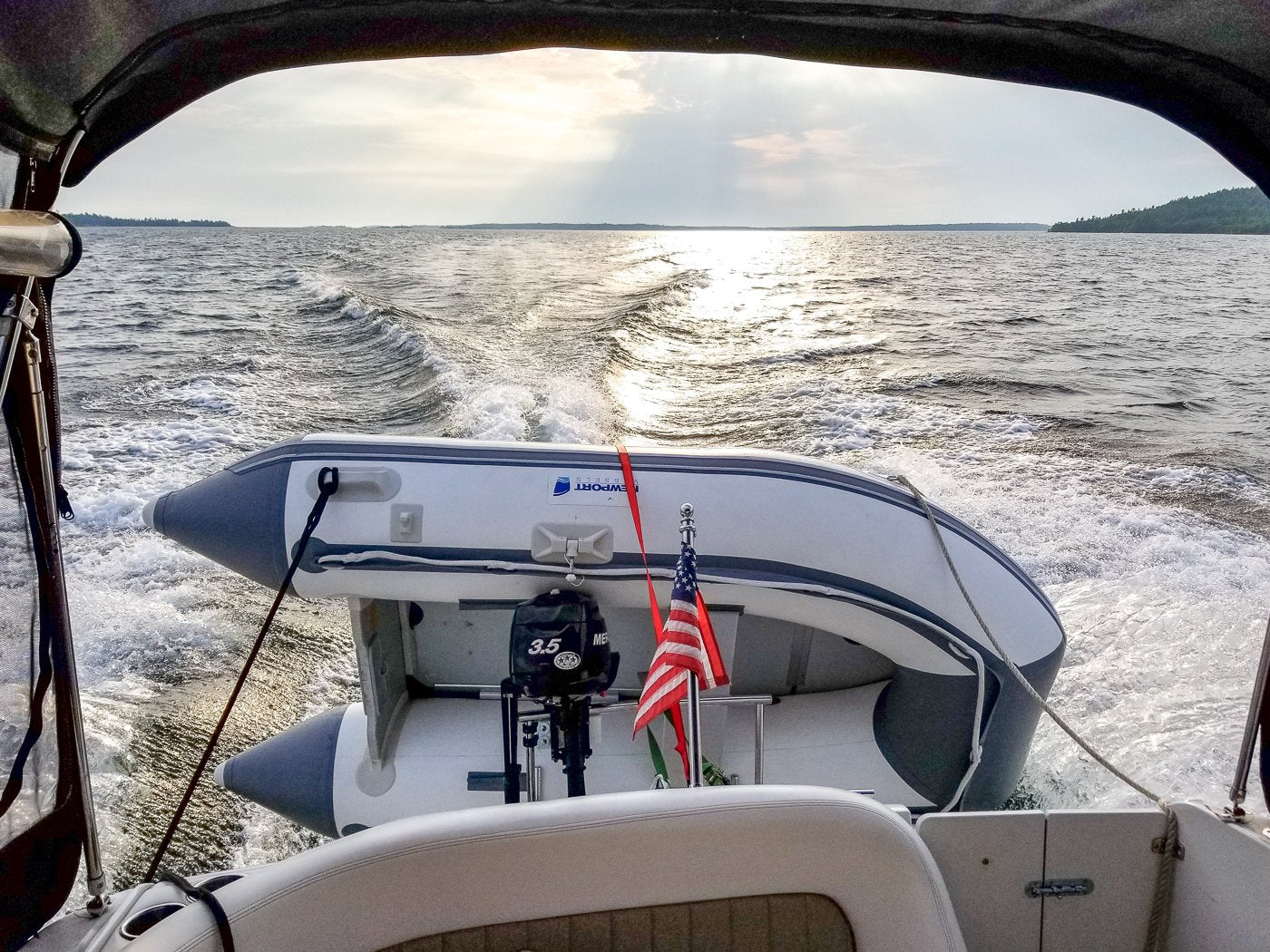 10ft 6in Newport Model Inflatable Dinghy Boat Transom Sport Tender - 5 Person - 15HP USCG Rated, White/Gray