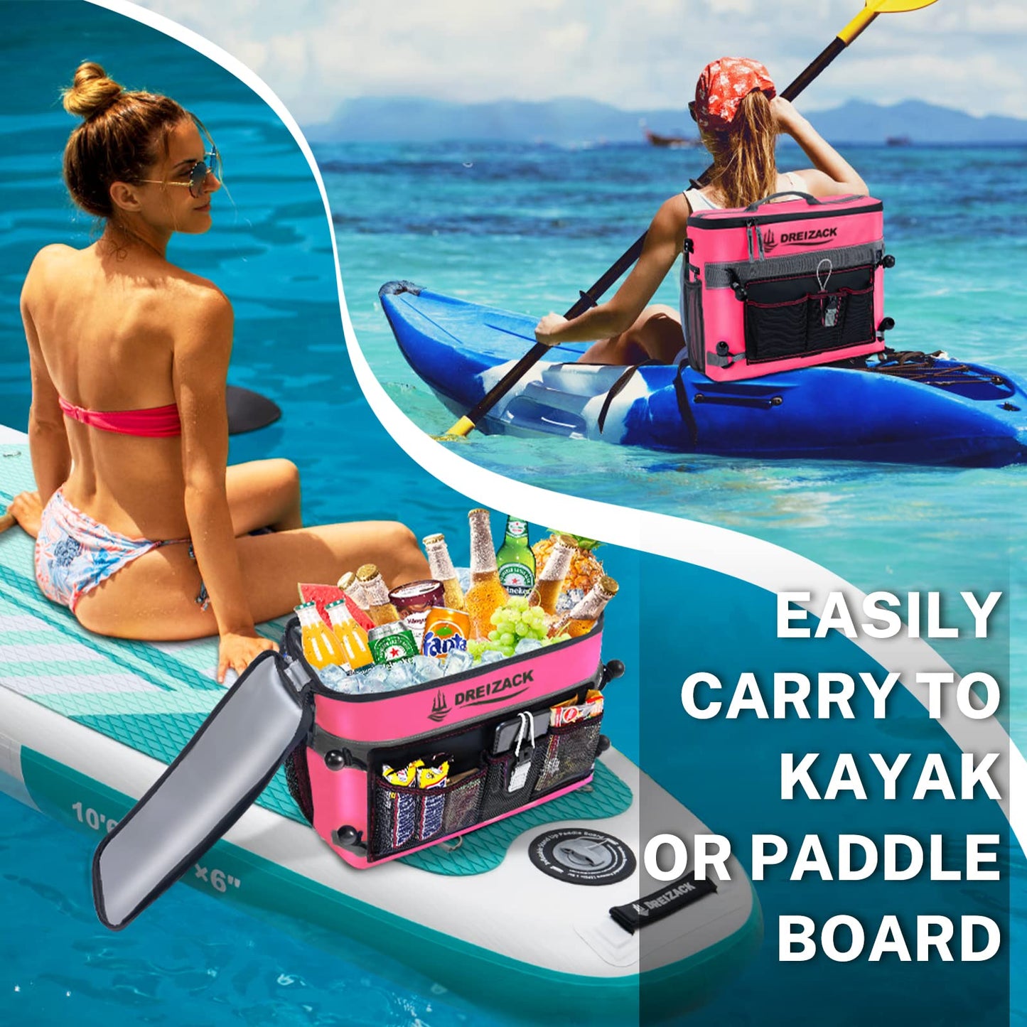 Dreizack Kayak Cooler Behind Seat, Waterproof Cooler for Kayaking,Paddle Board Cooler Compatible with Lawn-Chair Seat Kayak Accessories Cooler Bag Kayak Cooler Tow Behind for Camping Fishing