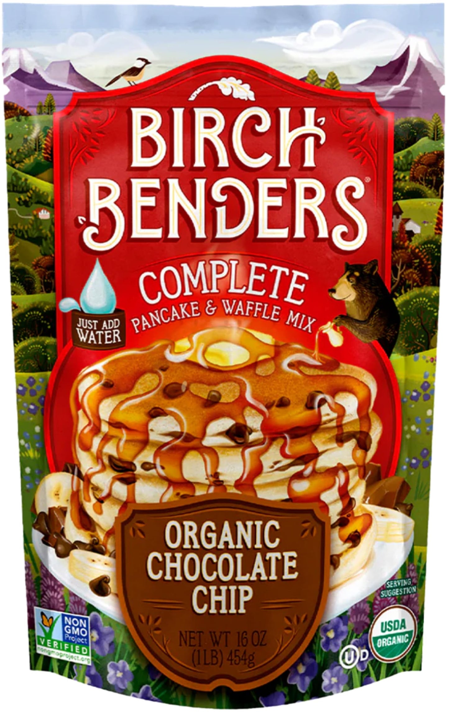 Organic Pancake and Waffle Mix, Classic Recipe by Birch Benders, Whole Grain, Non-GMO, Just Add Water, 16oz (Packaging may vary)