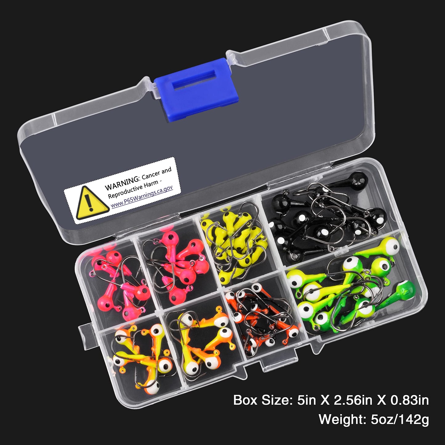 AGOOL Fishing Jig Heads Hooks Kit, 35/60pcs Fishing Lures Jig Heads with Ball Head Crappie Jig Heads Fishing Jig Hooks for Bass Trout Soft Worm Shrimp Lures Freshwater Saltwater