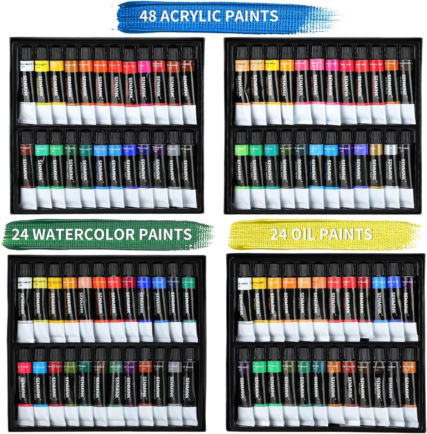 196Pcs Deluxe Artist Painting Set with Aluminum and Beech Wood Easel, 48 Colors Acrylic & Oil Paints, 24 Colors Watercolor Paints, Art Paint Supplies for Artists, Beginner & Adults