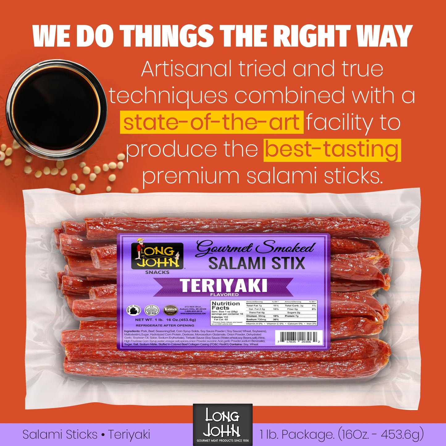 Long John Snacks Italian Style Dried Salami Stix – Premium Italian Blend Hand Crafted Pork & Beef Cuts – Gluten-Free, Bold Flavor & Low Heat – Smoked & Italian-Style Dried to Perfection - 16oz.