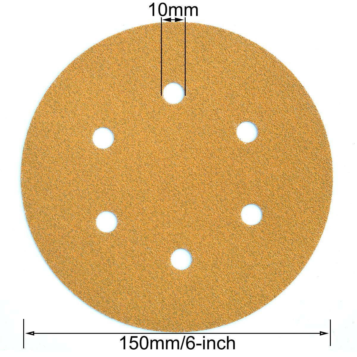 6-Inch 6-Hole Hook and Loop Sanding Discs 600-Grit, Random Orbital Sandpaper for Automotive and Woodworking, 100-Pack