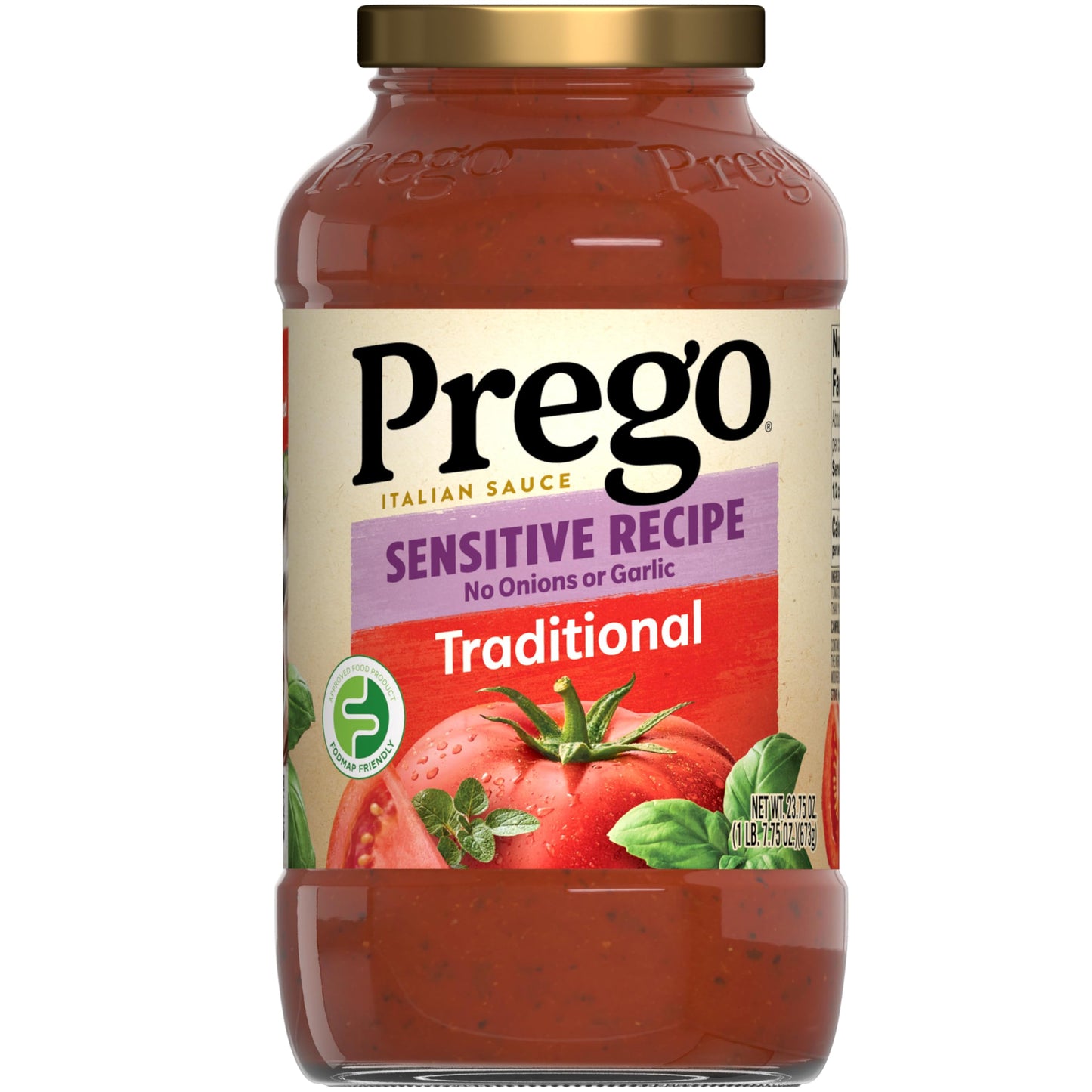 Prego Traditional No Sugar Added Pasta Sauce, 23.5 Oz Jar (Case of 6)