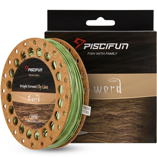 Piscifun Sword Fly Fishing Line with Welded Loop, Weight Forward Floating Fly Line, WF5wt, 100FT, Moss Green