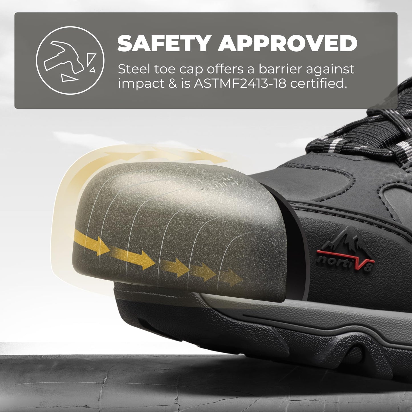 NORTIV 8 Waterproof Steel Toe Boots for Men Slip Resistant Safety Industrial Boots