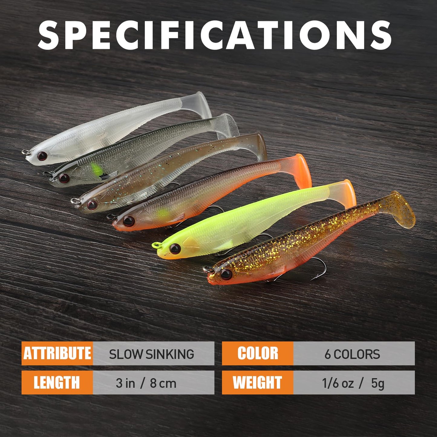 TRUSCEND Easy Catch Pre-Rigged Soft Lures, Vibrating Swim Action, Trembly Sinking Move, Amazing Soft Swimbait for Family Fishing, Well-Made Fishing Lures for Bass Trout Crappie Walleye Pike Redfish