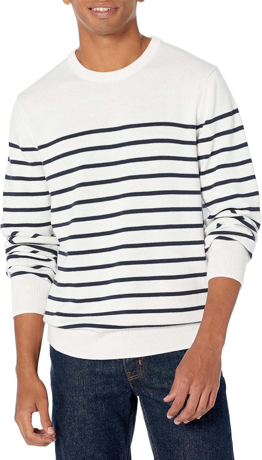 Amazon Essentials Men's Long-Sleeve Crewneck Sweater, 100% Cotton, Big & Tall Options Available