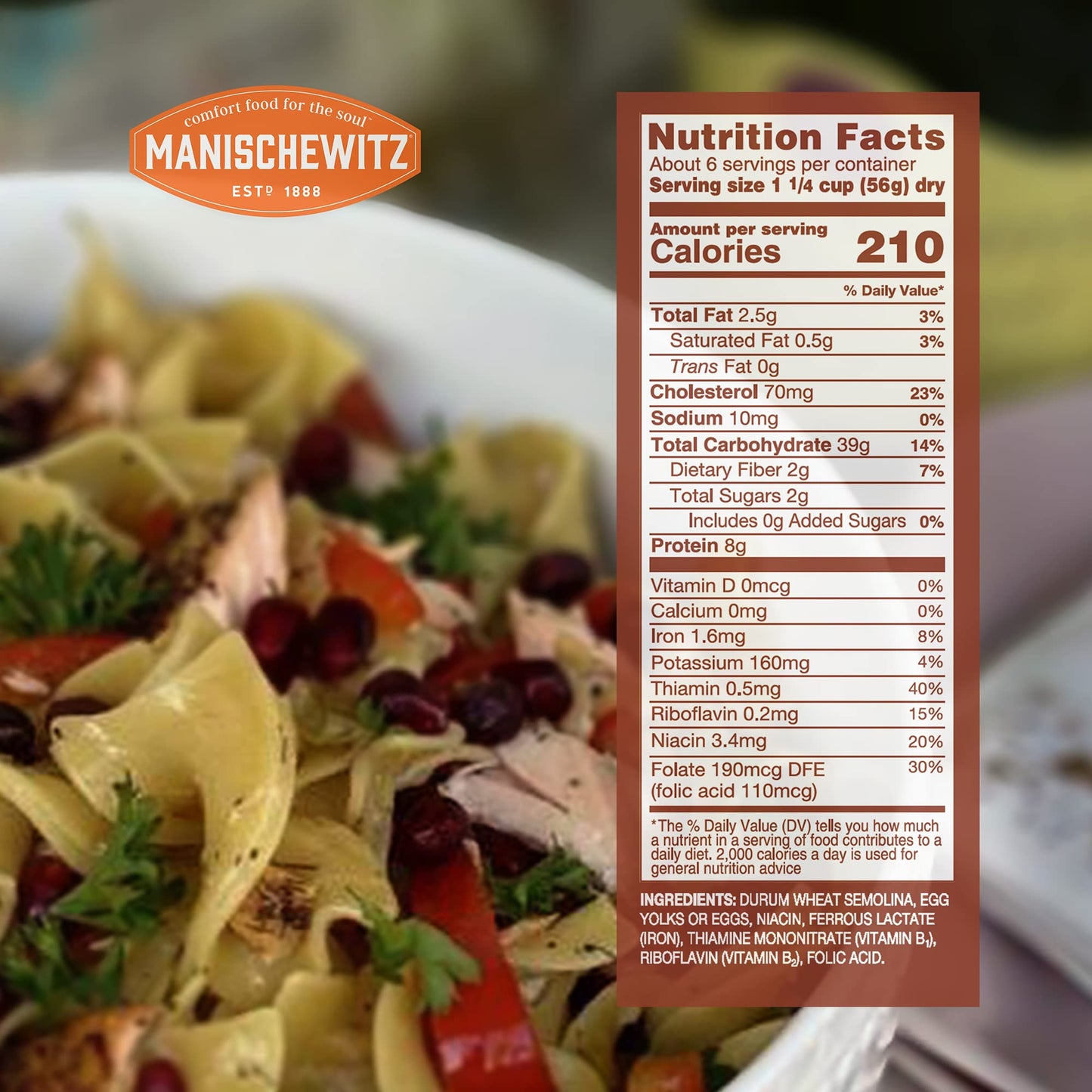 Manischewitz Premium Enriched Fine Egg Noodles 12oz (4 Pack) Great in Soups & Stews