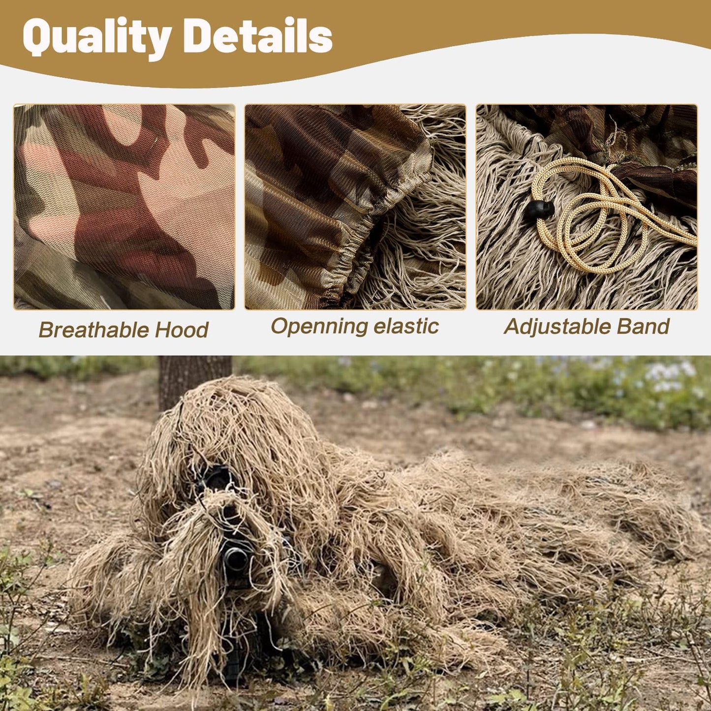 MOPHOTO 5 in 1 Ghillie Suit, 3D Camouflage Hunting Apparel Including Jacket, Pants, Hood, Carry Bag Suitable for Unisex Adults/Youth (M/L/XL/XXL)