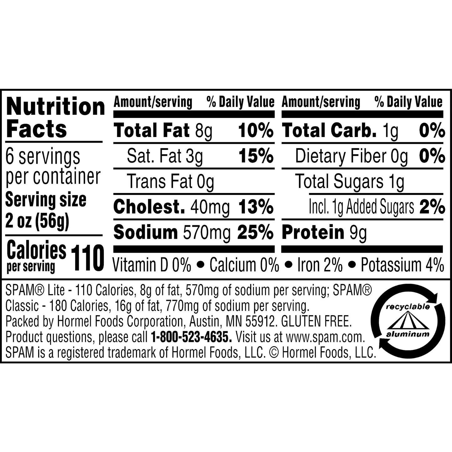 SPAM 25% Less Sodium, 7 oz. can (12-pack)