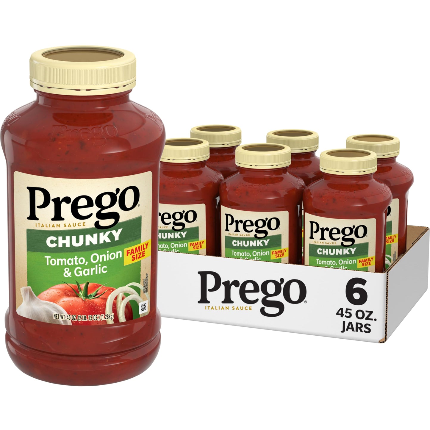 Prego Traditional No Sugar Added Pasta Sauce, 23.5 Oz Jar (Case of 6)