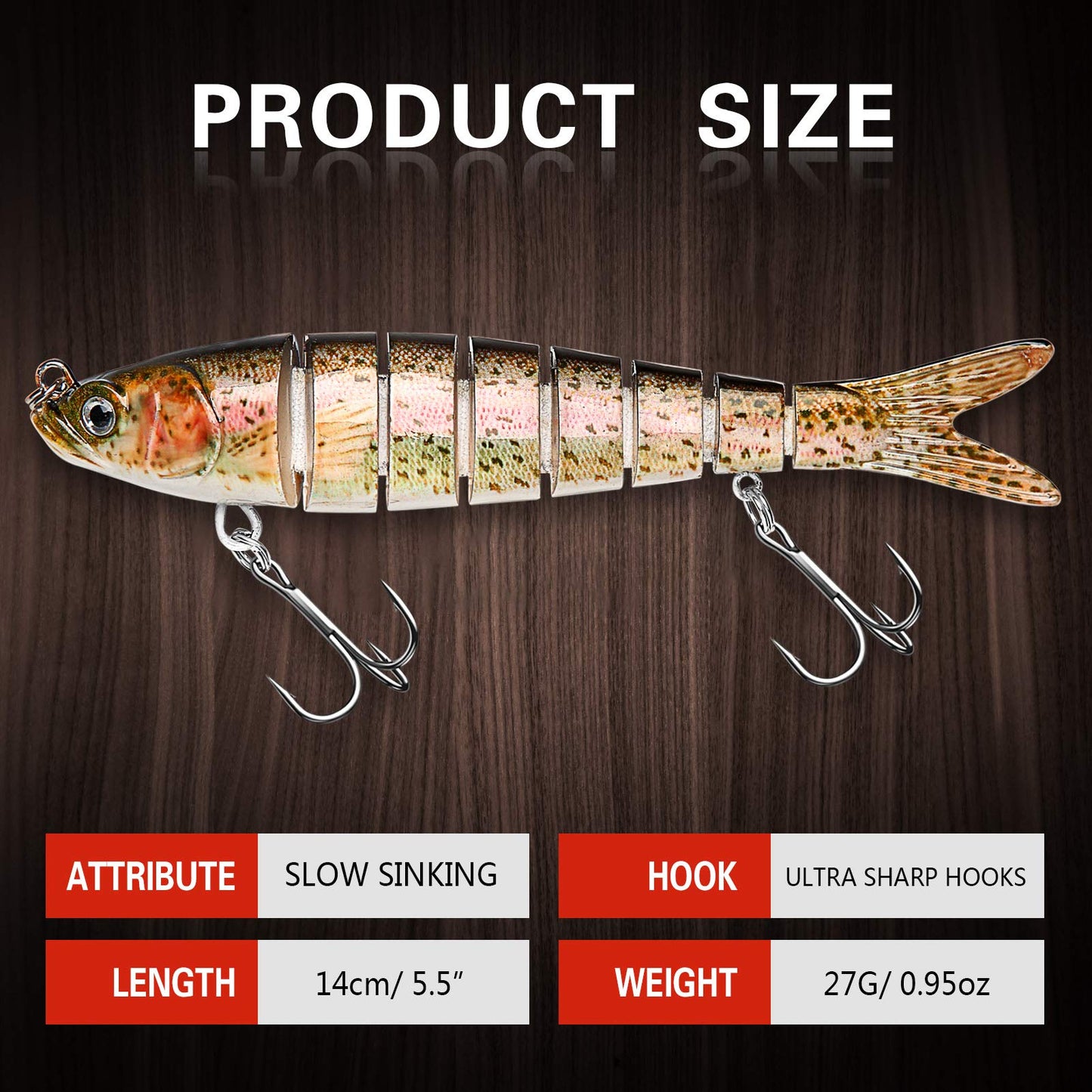 Bass Fishing Lure for Freshwater and Saltwater Lifelike Fishing Lures Multi Jointed Swimbait for Bass Trout Crappie Walleye Pike Fishing Gifts for Men