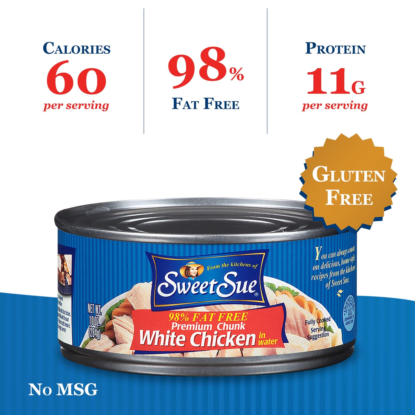 Sweet Sue Chunk White Chicken in Water, 5 oz Can (Pack of 24) - 11g Protein per Serving - Gluten Free, Keto Friendly - Great for Snack, Lunch or Dinner Recipes