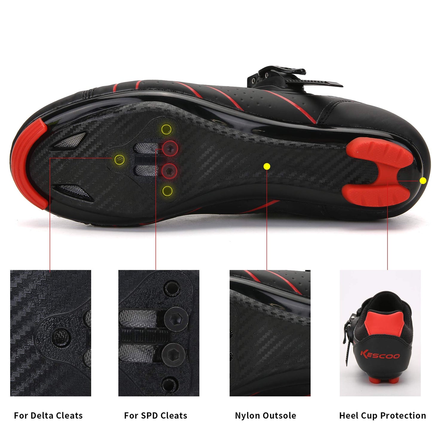 Unisex Cycling Shoes Compatible with pelaton Indoor Road Bike Riding Shoes for Men and Women Delta Cleats Clip Outdoor Pedal, (Black-red, M5.5)