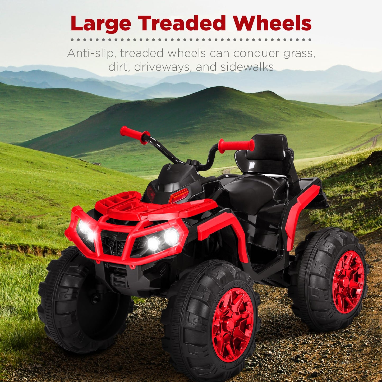 Best Choice Products 12V Kids Ride-On Electric ATV, 4-Wheeler Quad Car Toy w/Bluetooth Audio, 3.7mph Max Speed, Treaded Tires, LED Headlights, Radio - Black