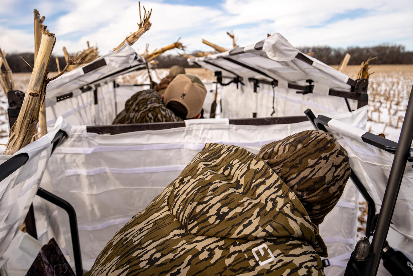 ALPS OutdoorZ Alpha Waterfowl Blind Snow Skin, UV-Resistant Hunting Blind Accessory, with Dog Doors, Mesh Pockets, and Brush Loops for Optimal Concealment - Frame Not Included