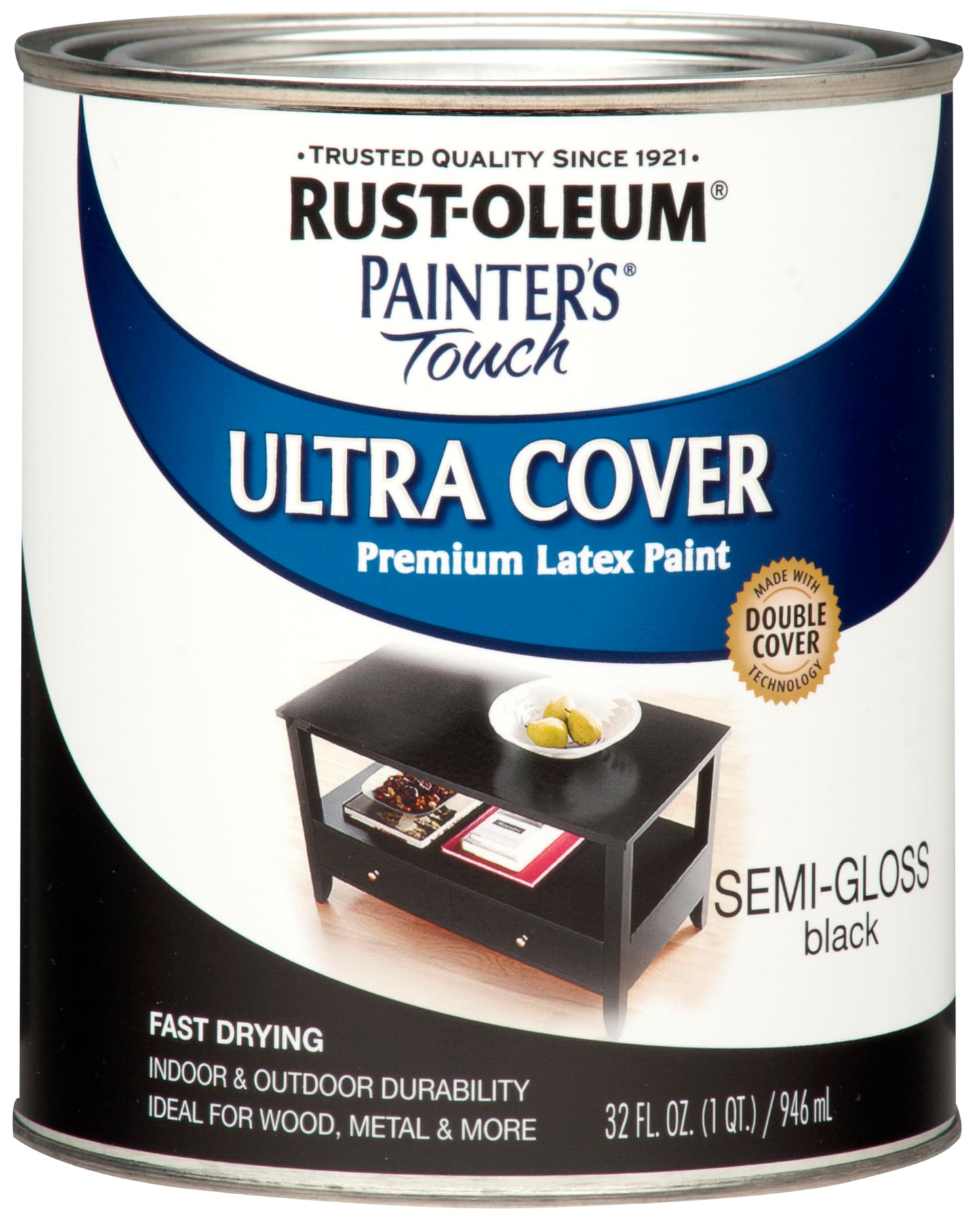 Rust-Oleum 1976502 Painter's Touch Latex Paint, Flat Black 32 Fl Oz, 1 Quarts, (Pack of 1)