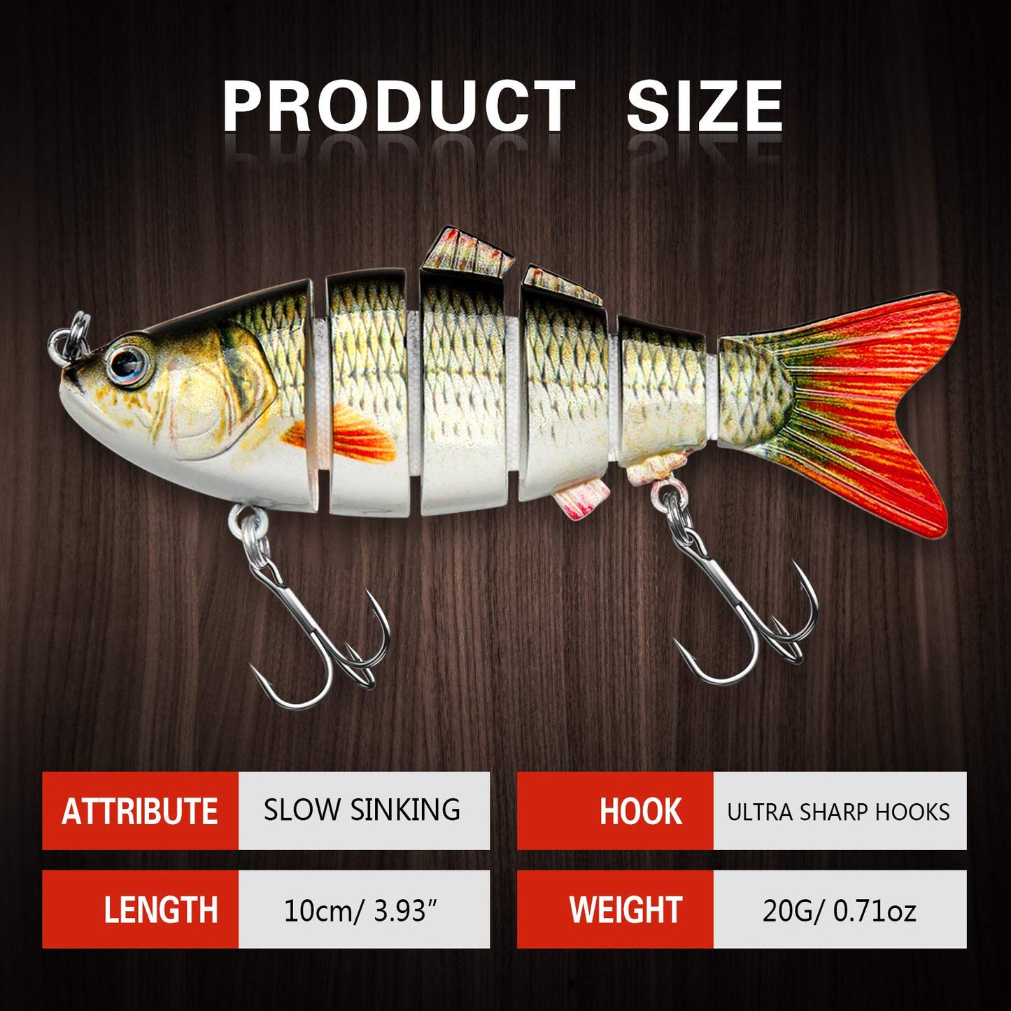 Bass Fishing Lure for Freshwater and Saltwater Lifelike Fishing Lures Multi Jointed Swimbait for Bass Trout Crappie Walleye Pike Fishing Gifts for Men