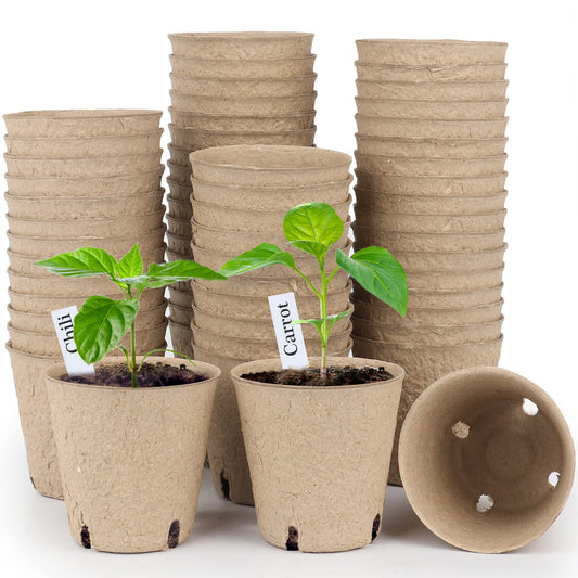 homenote Peat Pots, 60 Pcs 3.15 Inch Seed Starting Pots with Drainage Holes Round Nursery Plants Pots with Bonus 20 Plant Lab