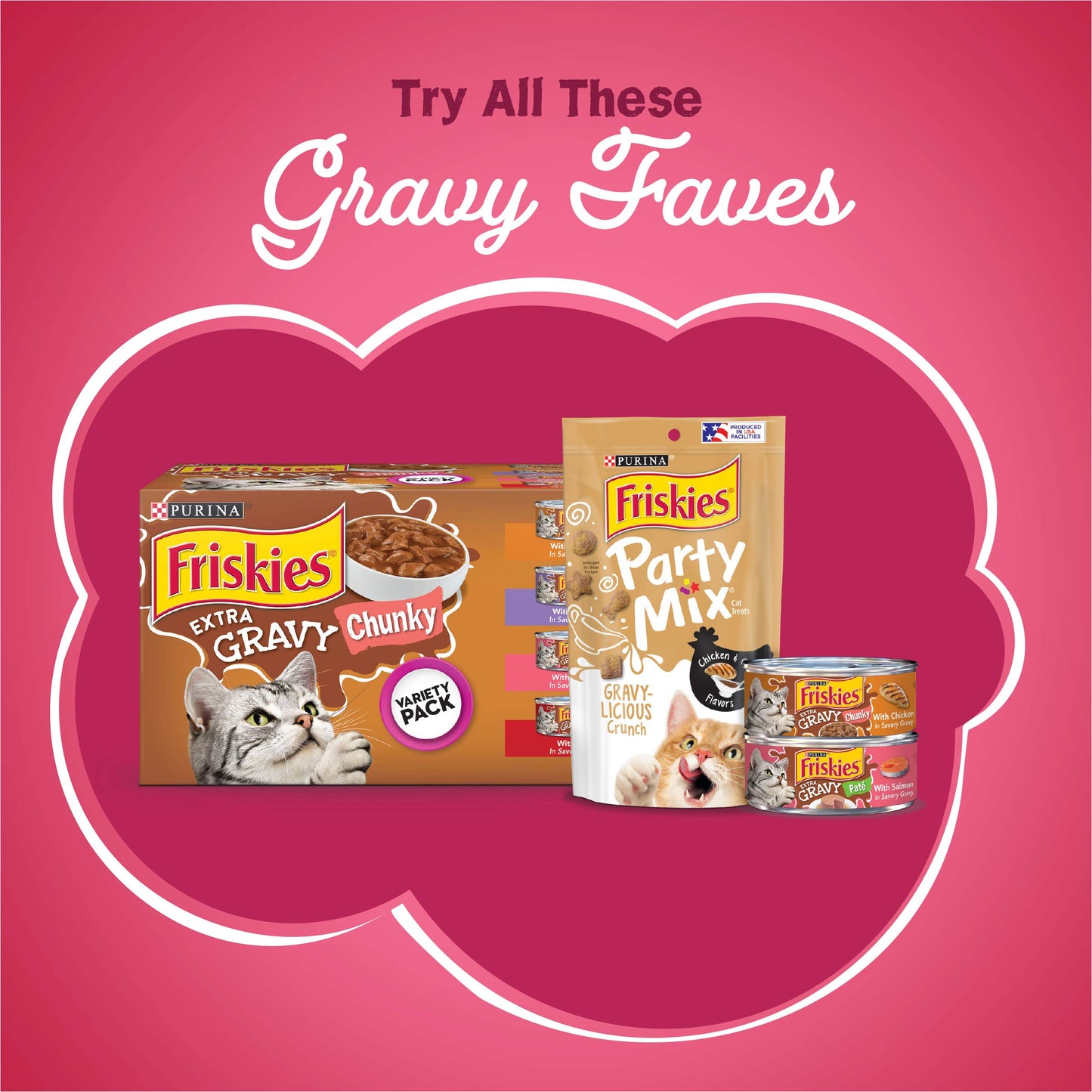 Purina Friskies Dry Cat Food Gravy Swirl'd With Flavors of Chicken, Salmon and Gravy - 22 lb. Bag