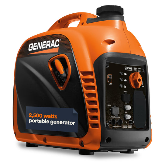 Generac 3,300-Watt Gas-Powered Portable Inverter Generator - Lightweight Design - USB Ports for Mobile Device Charging - COsense Technology - Perfect for Home use - Orange/Black