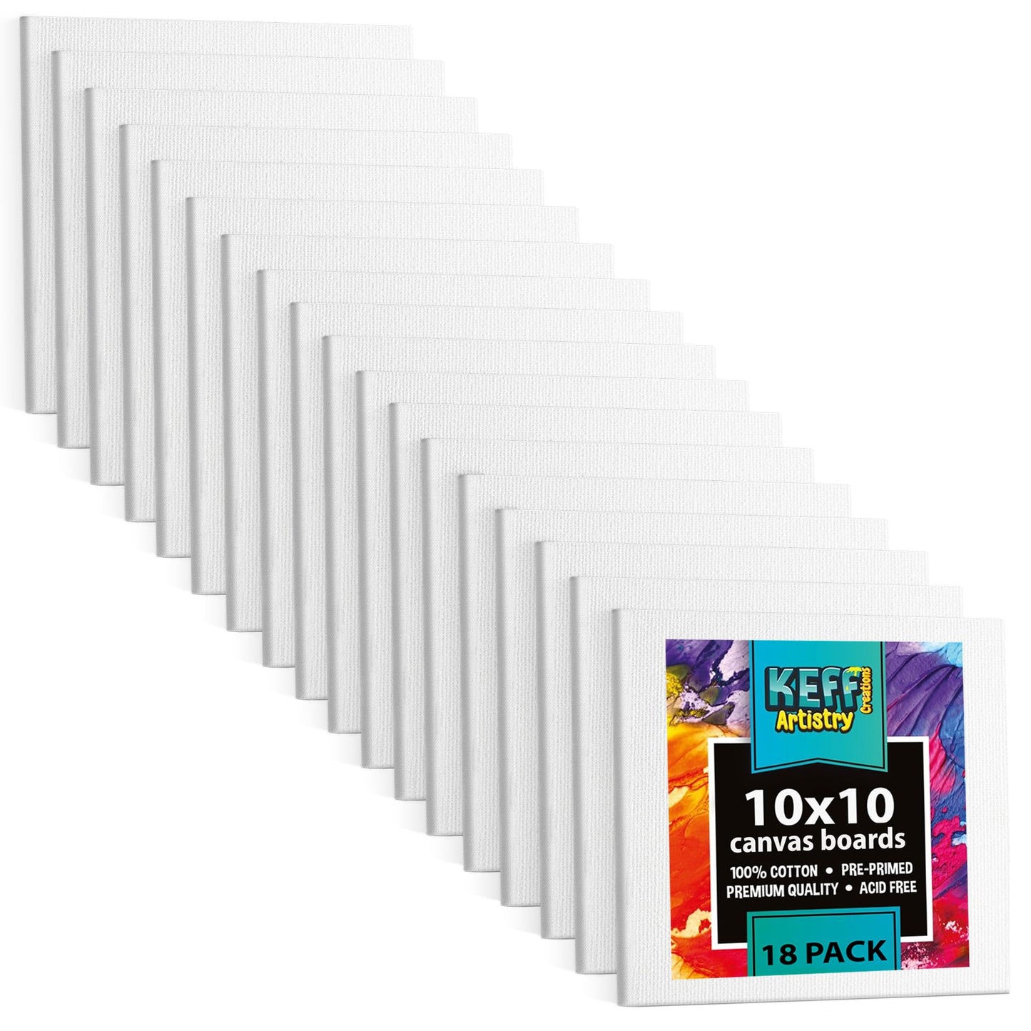 KEFF 24-Pack Bulk Canvas for Painting, 6 of 5x7, 8x10, 9x12, 11x14 Canvas Boards for Painting, Art Supplies for Adults & Kids - 100% Cotton Primed Painting Canvas for Acrylic, Oil, Watercolor, Tempera