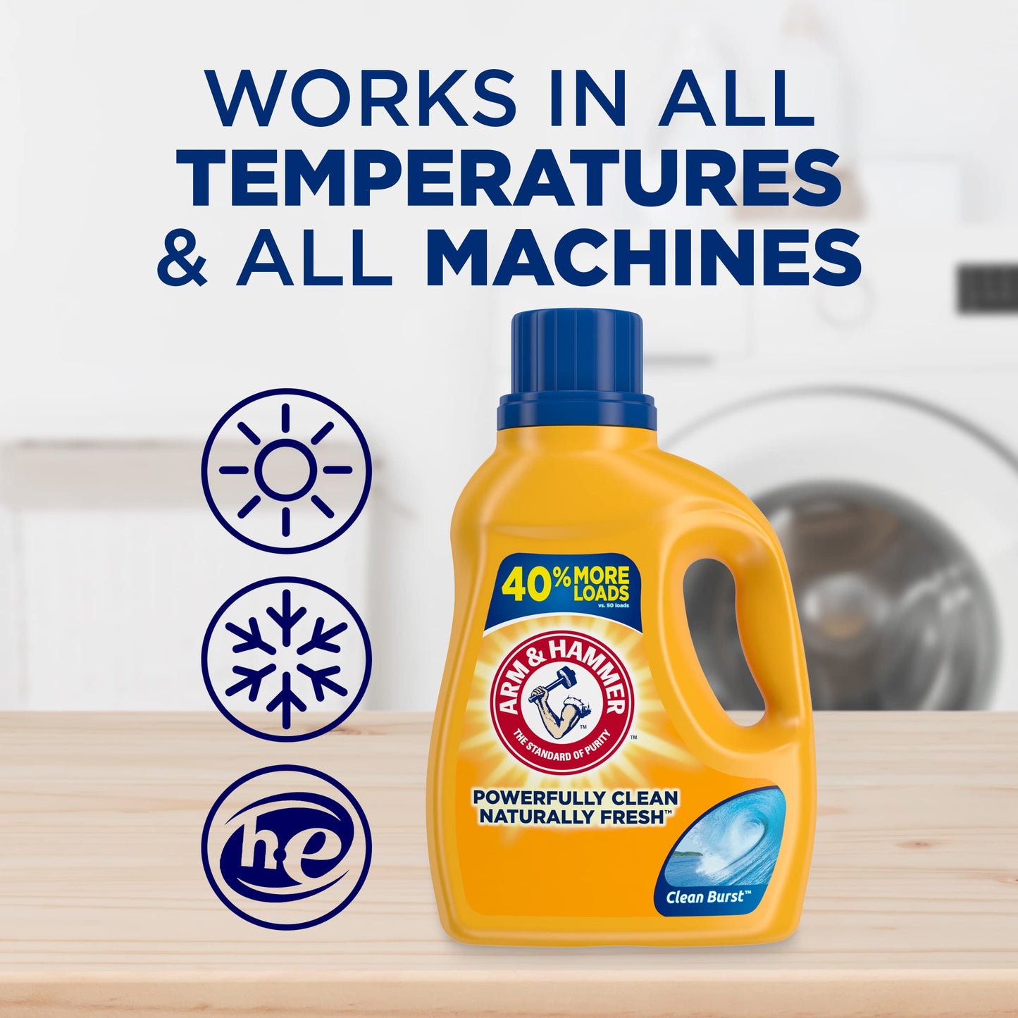 ARM & HAMMER Liquid Laundry Detergent, Clean Burst Fresh, 170 fl oz, 170 Loads