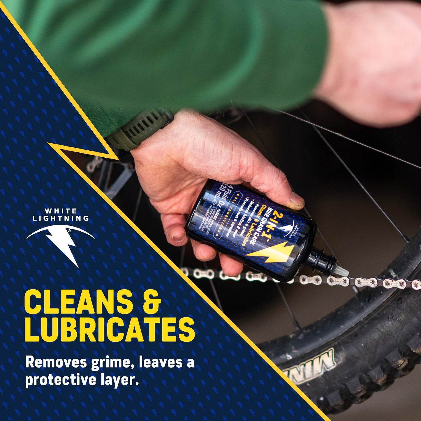 White Lightning 2-in-1 Bike Premium Lubricant and Degreaser (4 Fl Oz)