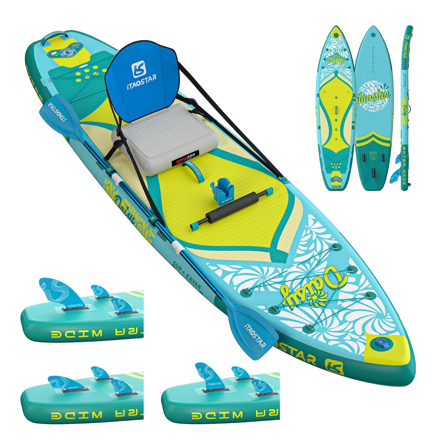 iTAOSTAR D03AP 35" Extra Wide Paddle Board for Better Balance, Inflatable Stand Up Paddle Board with Kayak Seat, Inflatable Paddle Boards for Adults of All Skill Levels with Premium SUP Accessories