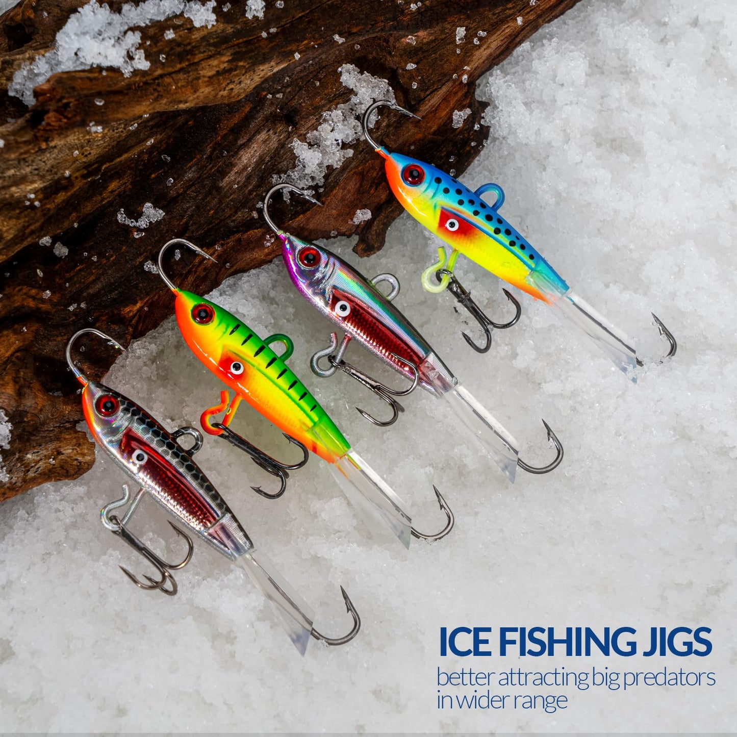 THKFISH Ice Fishing Jigs Ice Fishing Lures Ice Fishing Gear for Crappie, Panfish, Walleye, Bluegill Vertical Jigs Kit Ice Fishing Tackle 4PCS/8PCS 10g(0.35oz) 18g(0.63oz)